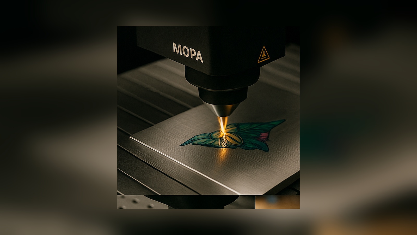 Fibre laser engraving on metal.